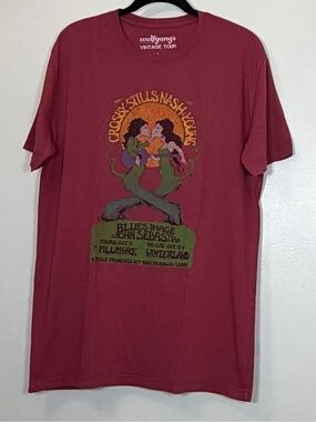 🆕 Crosby Stills Nash & Young Graphic Crewneck Tee Wolfgang's Vintage Tour Print